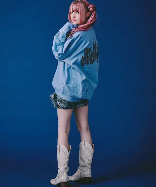 GALFY(ガルフィー)の「【GALFY/ガルフィー】ファイヤーピカピカスウェット(スウェット・メンズ・グレイッシュベージュ/ブラック/ブルーグレー・L/M/XL)」の10枚目の写真