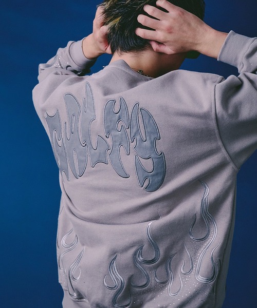 GALFY(ガルフィー)の「【GALFY/ガルフィー】ファイヤーピカピカスウェット(スウェット・メンズ・グレイッシュベージュ/ブラック/ブルーグレー・L/M/XL)」の11枚目の写真