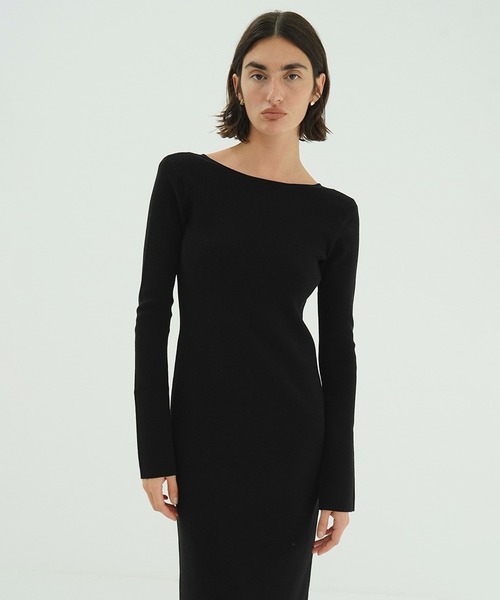 ワンピース CLANEW FACE POWER SHOULDER KNIT ONEPIECE W FACE POWER SHOULDER KNIT ONEPIECE（ワンピース）｜CLANE（クラネ