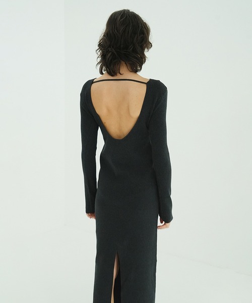 ワンピース CLANEW FACE POWER SHOULDER KNIT ONEPIECE W FACE POWER SHOULDER KNIT ONEPIECE（ワンピース）｜CLANE（クラネ