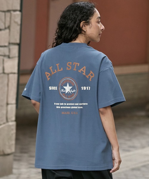 CONVERSE(コンバース)の「CONVERSE / コンバース ロゴ刺繍 グラフィックプリント フライス クルーネック 半袖Tシャツ(Tシャツ/カットソー・メンズ・グレー系/オートミール/ダークブルー/ブラック系/ブルー系/チャコール/オフホワイト/ブラック系1/グリーン系/グリーン/ホワイト系/ブラック・LL/L/M)」の12枚目の写真