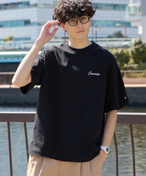 CONVERSE(コンバース)の「CONVERSE / コンバース ロゴ刺繍 グラフィックプリント フライス クルーネック 半袖Tシャツ(Tシャツ/カットソー・メンズ・グレー系/オートミール/ダークブルー/ブラック系/ブルー系/チャコール/オフホワイト/ブラック系1/グリーン系/グリーン/ホワイト系/ブラック・LL/L/M)」の15枚目の写真