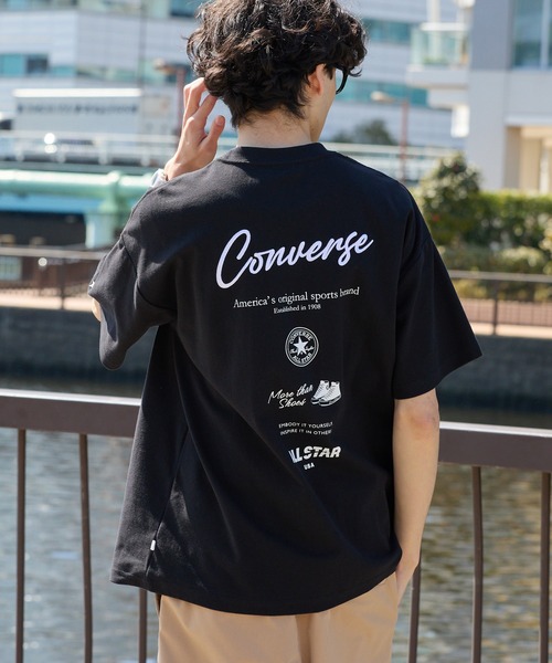 CONVERSE(コンバース)の「CONVERSE / コンバース ロゴ刺繍 グラフィックプリント フライス クルーネック 半袖Tシャツ(Tシャツ/カットソー・メンズ・グレー系/オートミール/ダークブルー/ブラック系/ブルー系/チャコール/オフホワイト/ブラック系1/グリーン系/グリーン/ホワイト系/ブラック・LL/L/M)」の16枚目の写真