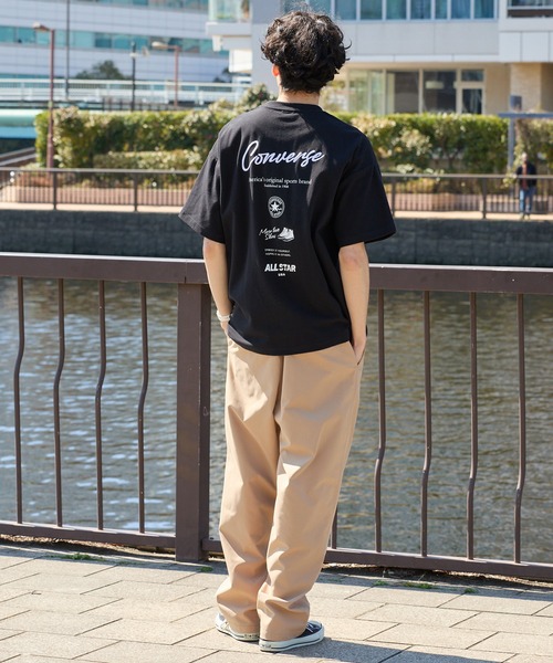 CONVERSE(コンバース)の「CONVERSE / コンバース ロゴ刺繍 グラフィックプリント フライス クルーネック 半袖Tシャツ(Tシャツ/カットソー・メンズ・グレー系/オートミール/ダークブルー/ブラック系/ブルー系/チャコール/オフホワイト/ブラック系1/グリーン系/グリーン/ホワイト系/ブラック・LL/L/M)」の18枚目の写真