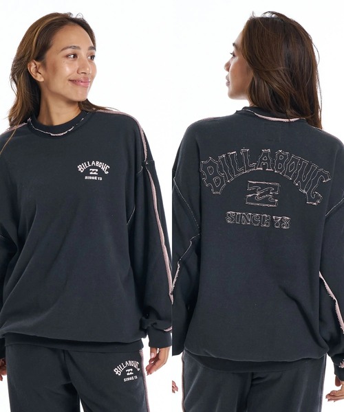 BILLABONG(ビラボン)の「BILLABONG ウィメンズ CONTRAST BIG LOOSE トレーナー 【2026年春夏モデル】/スウェットトレーナー(セットアップ対応可能)(スウェット・レディース・グレー/ブラック・MEDIUM)」の1枚目の写真