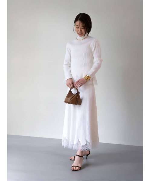 レースドッキングリブプルオーバー（ニット/セーター）｜allureville