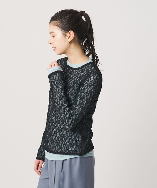 BEAUTY&YOUTH UNITED ARROWS(ビューティーアンドユースユナイテッドアローズ)の「フラワーレース プルオーバー(Tシャツ/カットソー・レディース・ブラック/ホワイト/イエロー/コバルトブルー・FREE)」の2枚目の写真