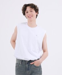 フィッシャーマンコットンオーバーサイズノースリーブTシャツホワイト