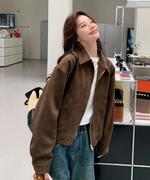 Ritzy(リッツィー)の「フェイクスエード ジップブルゾン(ブルゾン・レディース・ブラウン・L/M)」の2枚目の写真