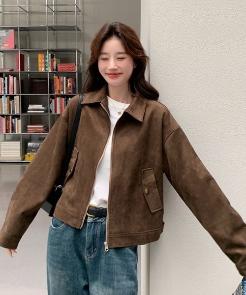 Ritzy(リッツィー)の「フェイクスエード ジップブルゾン(ブルゾン・レディース・ブラウン・L/M)」の3枚目の写真