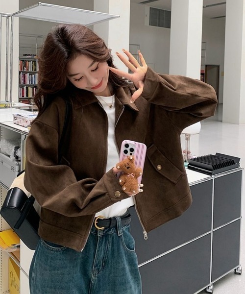 Ritzy(リッツィー)の「フェイクスエード ジップブルゾン(ブルゾン・レディース・ブラウン・L/M)」の4枚目の写真