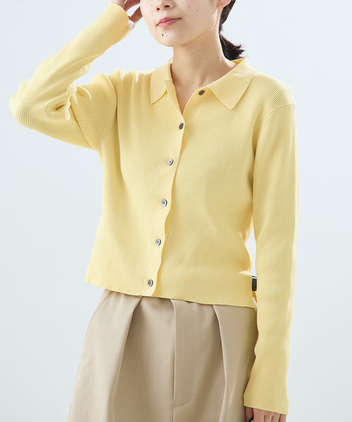 journal standard L'essage（ジャーナルスタンダードレサージュ）の「襟リブカーディガン（カーディガン/ボレロ・レディース・イエロー/ダークブルー/チャコールグレー・FREE）」の3枚目の写真