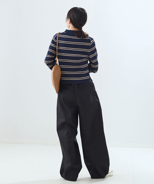 journal standard L'essage（ジャーナルスタンダードレサージュ）の「襟リブカーディガン（カーディガン/ボレロ・レディース・イエロー/ダークブルー/チャコールグレー・FREE）」の4枚目の写真