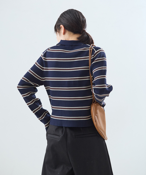 journal standard L'essage（ジャーナルスタンダードレサージュ）の「襟リブカーディガン（カーディガン/ボレロ・レディース・イエロー/ダークブルー/チャコールグレー・FREE）」の7枚目の写真