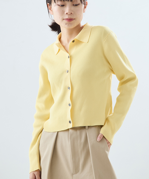 journal standard L'essage（ジャーナルスタンダードレサージュ）の「襟リブカーディガン（カーディガン/ボレロ・レディース・イエロー/ダークブルー/チャコールグレー・FREE）」の10枚目の写真