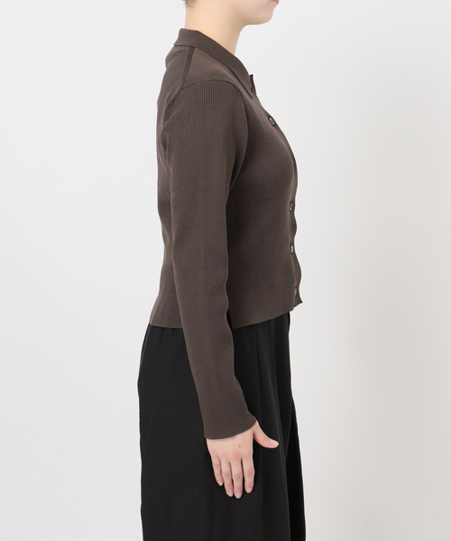 journal standard L'essage（ジャーナルスタンダードレサージュ）の「襟リブカーディガン（カーディガン/ボレロ・レディース・イエロー/ダークブルー/チャコールグレー・FREE）」の16枚目の写真