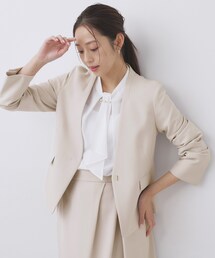 index（インデックス）の「ストレッチノーカラージャケット/セットアップ対応【洗濯機OK/防シワ/イージーアイロン】（ノーカラージャケット）」