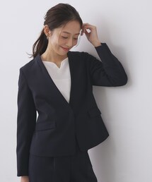 index（インデックス）の「ストレッチノーカラージャケット/セットアップ対応【洗濯機OK/防シワ/イージーアイロン】（ノーカラージャケット）」