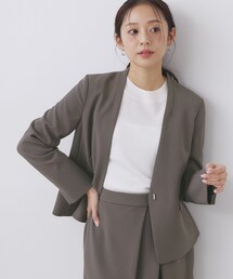 index | ストレッチノーカラージャケット/セットアップ対応【洗濯機OK/防シワ/イージーアイロン】(ノーカラージャケット)