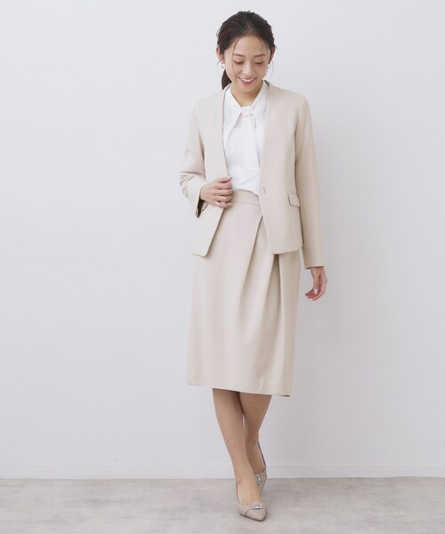 index（インデックス）の「ストレッチノーカラージャケット/セットアップ対応【洗濯機OK/防シワ/イージーアイロン】（ノーカラージャケット・レディース・ネイビー/ブラック系7/ナチュラル/チャコールグレー・40/38/36/42）」の11枚目の写真