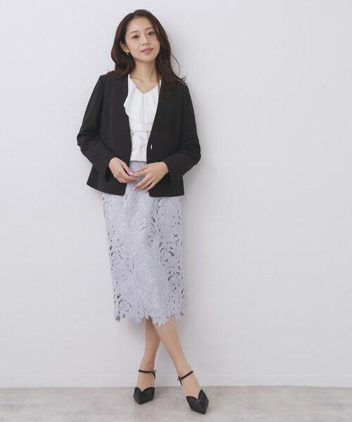 index（インデックス）の「ストレッチノーカラージャケット/セットアップ対応【洗濯機OK/防シワ/イージーアイロン】（ノーカラージャケット・レディース・ネイビー/ブラック系7/ナチュラル/チャコールグレー・40/38/36/42）」の20枚目の写真