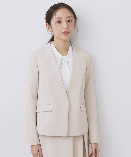 index（インデックス）の「ストレッチノーカラージャケット/セットアップ対応【洗濯機OK/防シワ/イージーアイロン】（ノーカラージャケット・レディース・ネイビー/ブラック系7/ナチュラル/チャコールグレー・40/38/36/42）」の22枚目の写真