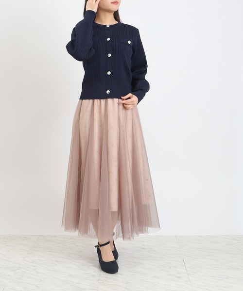 ASTORIA ODIER（アストリアオディール）の「スポンディッシュケーブルカーディガン（カーディガン/ボレロ・レディース・グリーン/アイボリー/ネイビー・MEDIUM）」の7枚目の写真