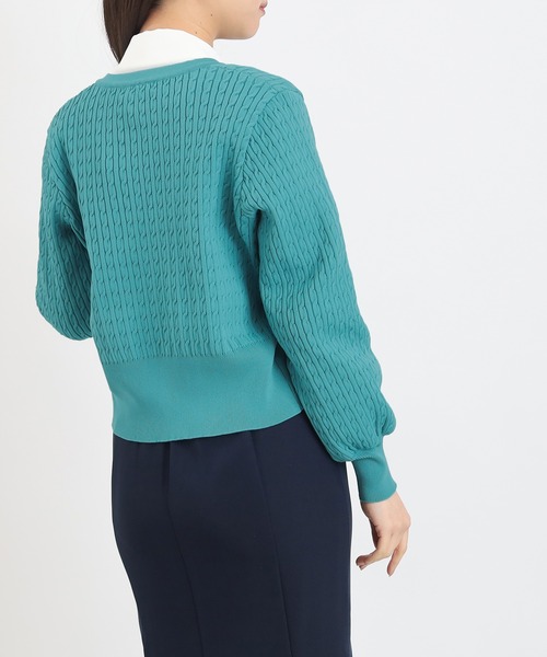 ASTORIA ODIER（アストリアオディール）の「スポンディッシュケーブルカーディガン（カーディガン/ボレロ・レディース・グリーン/アイボリー/ネイビー・MEDIUM）」の10枚目の写真