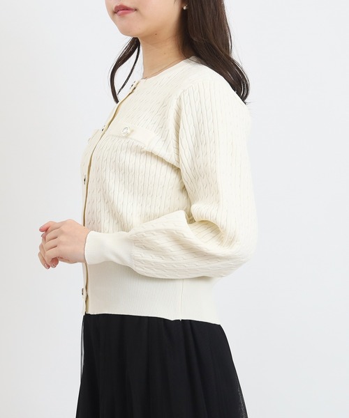 ASTORIA ODIER（アストリアオディール）の「スポンディッシュケーブルカーディガン（カーディガン/ボレロ・レディース・グリーン/アイボリー/ネイビー・MEDIUM）」の13枚目の写真