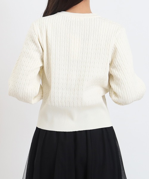 ASTORIA ODIER（アストリアオディール）の「スポンディッシュケーブルカーディガン（カーディガン/ボレロ・レディース・グリーン/アイボリー/ネイビー・MEDIUM）」の14枚目の写真