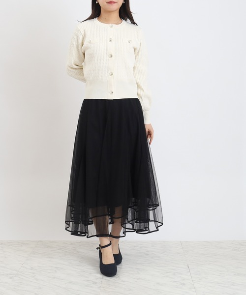 ASTORIA ODIER（アストリアオディール）の「スポンディッシュケーブルカーディガン（カーディガン/ボレロ・レディース・グリーン/アイボリー/ネイビー・MEDIUM）」の15枚目の写真