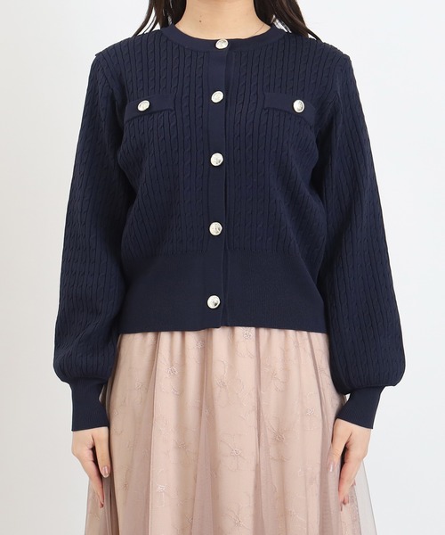 ASTORIA ODIER（アストリアオディール）の「スポンディッシュケーブルカーディガン（カーディガン/ボレロ・レディース・グリーン/アイボリー/ネイビー・MEDIUM）」の16枚目の写真