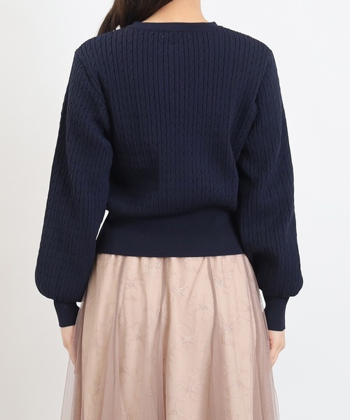 ASTORIA ODIER（アストリアオディール）の「スポンディッシュケーブルカーディガン（カーディガン/ボレロ・レディース・グリーン/アイボリー/ネイビー・MEDIUM）」の18枚目の写真