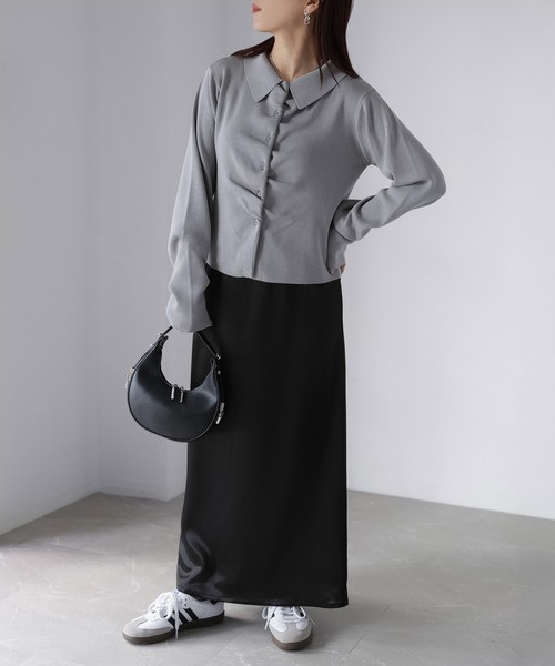 Riberry（リベリー）の「フロントギャザーポロニット（ニット/セーター・レディース・グレー/アイボリー/ブラック/イエロー/ピンク・FREE）」の14枚目の写真