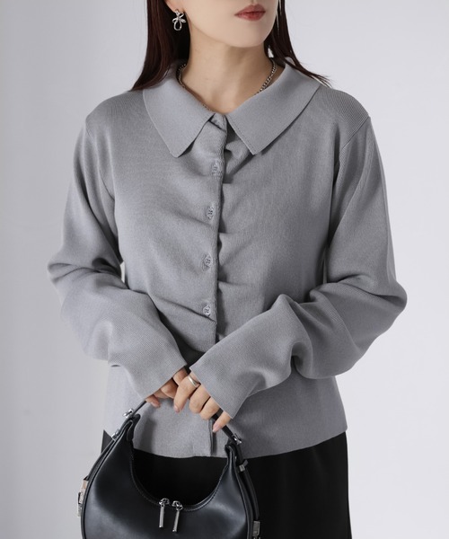 Riberry（リベリー）の「フロントギャザーポロニット（ニット/セーター・レディース・グレー/アイボリー/ブラック/イエロー/ピンク・FREE）」の13枚目の写真