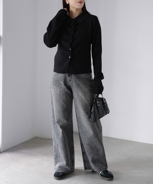 Riberry（リベリー）の「フロントギャザーポロニット（ニット/セーター・レディース・グレー/アイボリー/ブラック/イエロー/ピンク・FREE）」の11枚目の写真