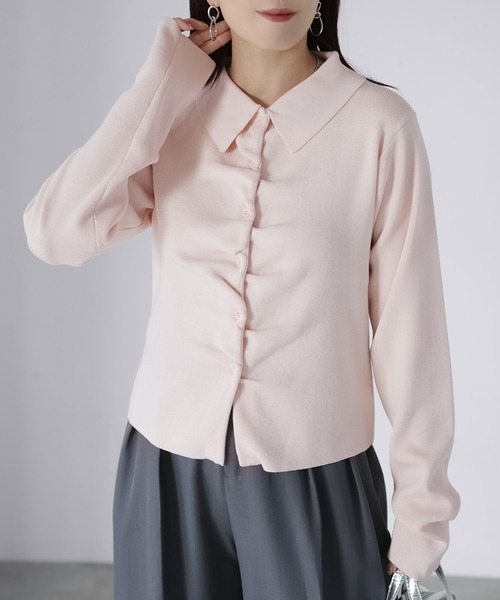 Riberry（リベリー）の「フロントギャザーポロニット（ニット/セーター・レディース・グレー/アイボリー/ブラック/イエロー/ピンク・FREE）」の18枚目の写真