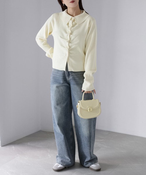 Riberry（リベリー）の「フロントギャザーポロニット（ニット/セーター・レディース・グレー/アイボリー/ブラック/イエロー/ピンク・FREE）」の17枚目の写真