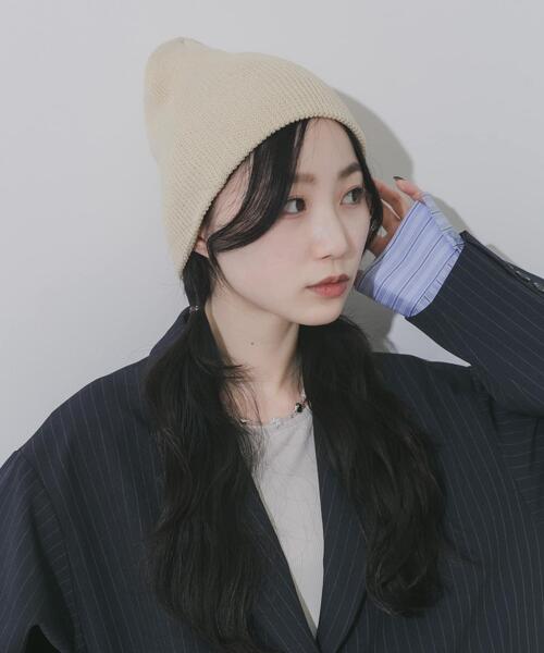 SMELLY（スメリー）の「コットンリブビーニー（ニットキャップ/ビーニー・レディース・ピンク/ブラック/アイボリー/グレー・-）」の15枚目の写真