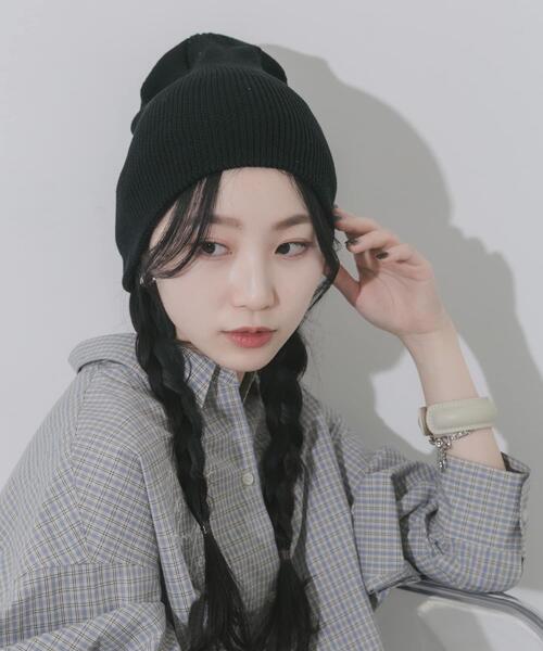 SMELLY（スメリー）の「コットンリブビーニー（ニットキャップ/ビーニー・レディース・ピンク/ブラック/アイボリー/グレー・-）」の5枚目の写真