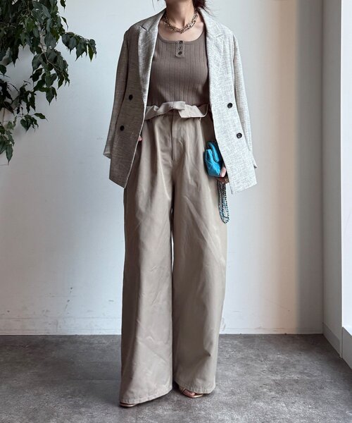 DouDou（ドゥドゥ）の「シアーツイードダブルジャケット（テーラードジャケット・レディース・オフホワイト/ブラック・FREE）」の4枚目の写真