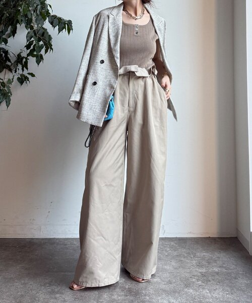 DouDou（ドゥドゥ）の「シアーツイードダブルジャケット（テーラードジャケット・レディース・オフホワイト/ブラック・FREE）」の5枚目の写真