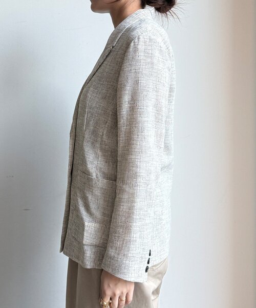 DouDou（ドゥドゥ）の「シアーツイードダブルジャケット（テーラードジャケット・レディース・オフホワイト/ブラック・FREE）」の13枚目の写真