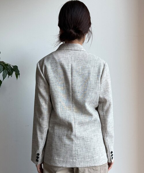 DouDou（ドゥドゥ）の「シアーツイードダブルジャケット（テーラードジャケット・レディース・オフホワイト/ブラック・FREE）」の14枚目の写真