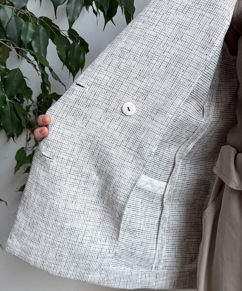 DouDou（ドゥドゥ）の「シアーツイードダブルジャケット（テーラードジャケット・レディース・オフホワイト/ブラック・FREE）」の22枚目の写真