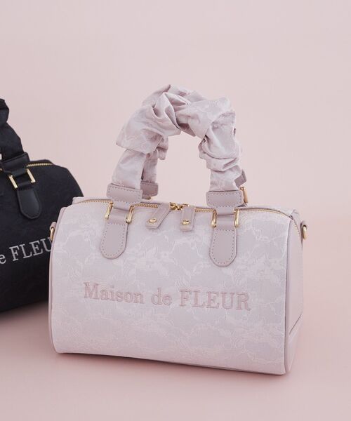 Maison de FLEUR（メゾンドフルール）の「レース2Wayボストンバッグ（ハンドバッグ・レディース・ブラック/ピンク・FREE）」の2枚目の写真