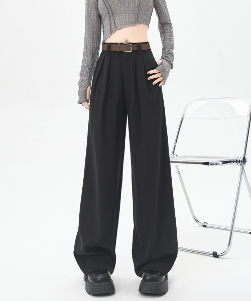 ReRe（リリ）の「タック入りワイドパンツ（その他パンツ・レディース・ブラウン/グレー/ブラック・SMALL/MEDIUM/LARGE/X-LARGE）」の2枚目の写真