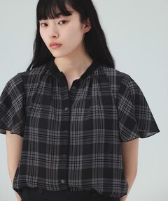 シャーリングチェックショートシャツ（シャツ/ブラウス）｜IENA