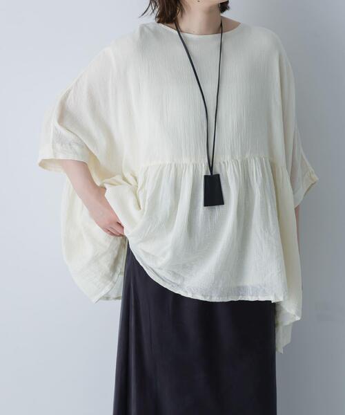コットンクレープギャザーブラウス（シャツ/ブラウス）｜かぐれ