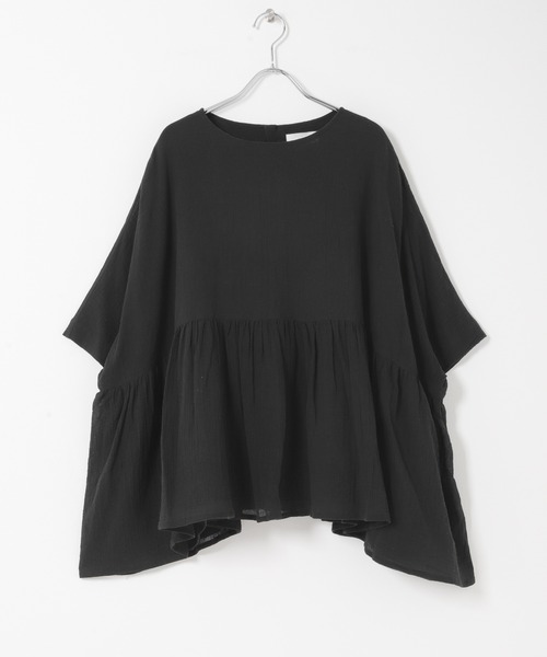 かぐれ（カグレ）の「コットンクレープギャザーブラウス（Tシャツ/カットソー・レディース・ブラック/アイボリー・FREE）」の17枚目の写真